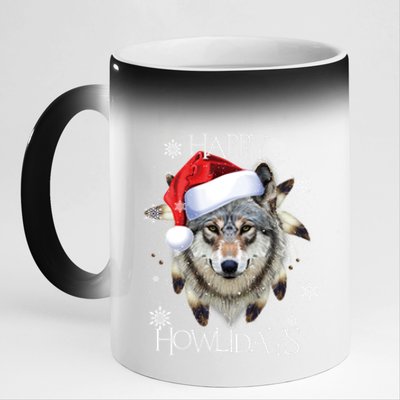 Furry Face White Wolf Tribe Christmas Santa Hat Great Gift 11oz Black Color Changing Mug