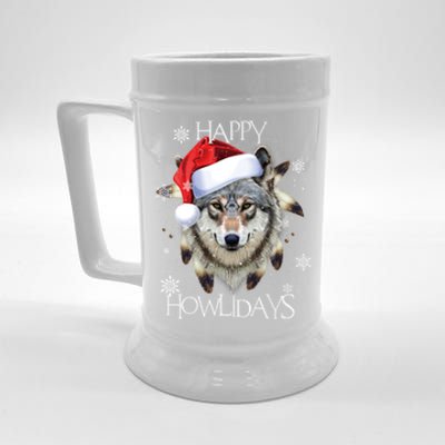 Furry Face White Wolf Tribe Christmas Santa Hat Great Gift Beer Stein