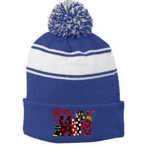 Firefighter Fire Wife Proud Hot Fire Hero Wives Gift Stripe Pom Pom Beanie