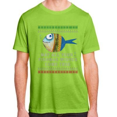 FishermanS Fishmas Wishes Fishing Ugly Christmas Adult ChromaSoft Performance T-Shirt