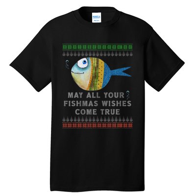 FishermanS Fishmas Wishes Fishing Ugly Christmas Tall T-Shirt