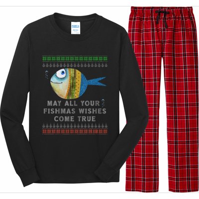 FishermanS Fishmas Wishes Fishing Ugly Christmas Long Sleeve Pajama Set