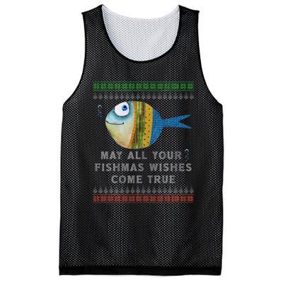 FishermanS Fishmas Wishes Fishing Ugly Christmas Mesh Reversible Basketball Jersey Tank