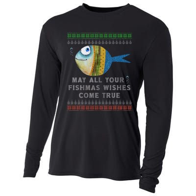 FishermanS Fishmas Wishes Fishing Ugly Christmas Cooling Performance Long Sleeve Crew