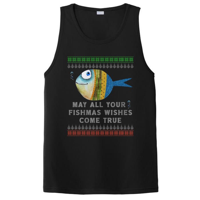 FishermanS Fishmas Wishes Fishing Ugly Christmas PosiCharge Competitor Tank