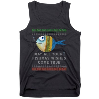 FishermanS Fishmas Wishes Fishing Ugly Christmas Tank Top