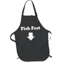 Fish Fest With Arrow Pointing Down Full-Length Apron With Pockets