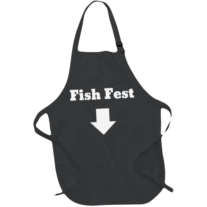 Fish Fest With Arrow Pointing Down Full-Length Apron With Pockets