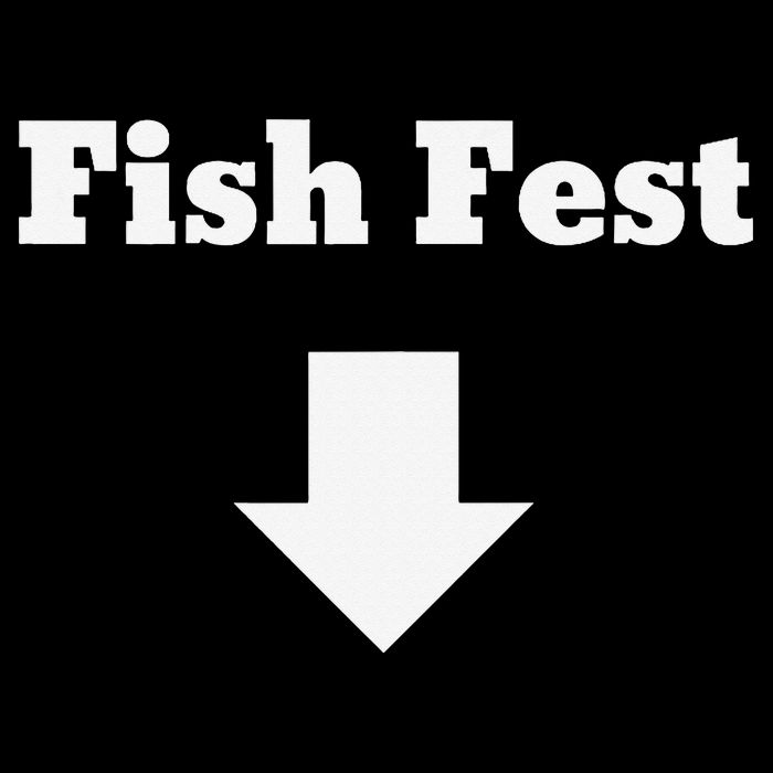 Fish Fest With Arrow Pointing Down Full-Length Apron With Pockets