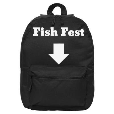 Fish Fest With Arrow Pointing Down 16 in Basic Backpack