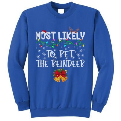 Funny Family Xmas Most Likely To Pet The Reindeer Gift Sweatshirt