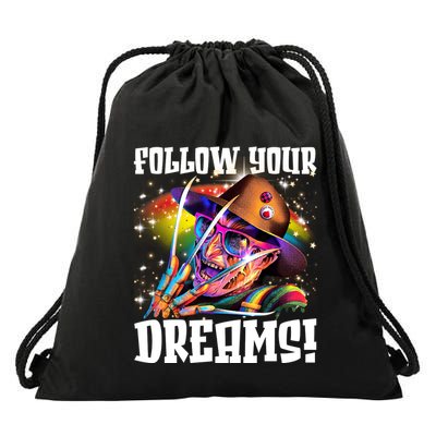 Freddy Follow Your Dream Rainbow Freddy Nightmare Horror Halloween Drawstring Bag
