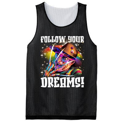 Freddy Follow Your Dream Rainbow Freddy Nightmare Horror Halloween Mesh Reversible Basketball Jersey Tank