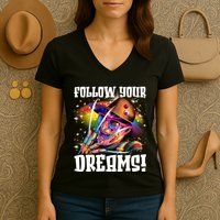 Freddy Follow Your Dream Rainbow Freddy Nightmare Horror Halloween Women's V-Neck T-Shirt