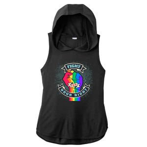 Fight For Your Right LGBT Pride Ladies PosiCharge Tri-Blend Wicking Draft Hoodie Tank