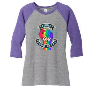 Fight For Your Right LGBT Pride Women's Tri-Blend 3/4-Sleeve Raglan Shirt