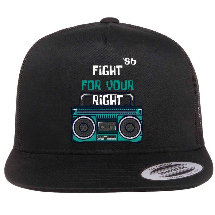 Fight For Your Right Ghetto Blaster Pop Band Musician Flat Bill Trucker Hat