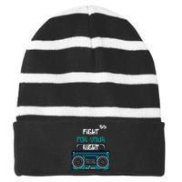 Fight For Your Right Ghetto Blaster Pop Band Musician Striped Beanie with Solid Band