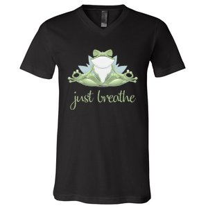 Funny Frog Yoga Meditation Tee Pilates Yoga Animals Lover V-Neck T-Shirt