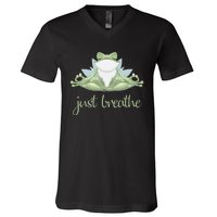 Funny Frog Yoga Meditation Tee Pilates Yoga Animals Lover V-Neck T-Shirt