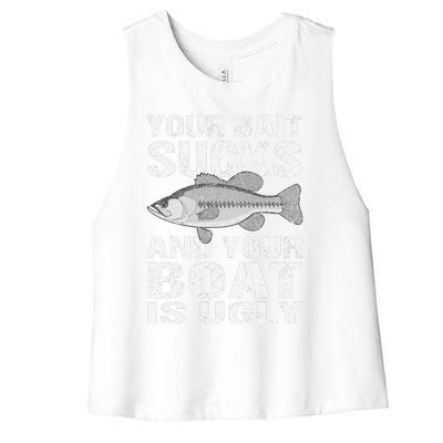 Funny Fishing Your Bait Sucks Fishing Gift Women's Racerback Cropped Tank