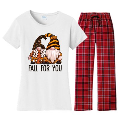 Fall For You Gnome Cute Women's Flannel Pajama Set