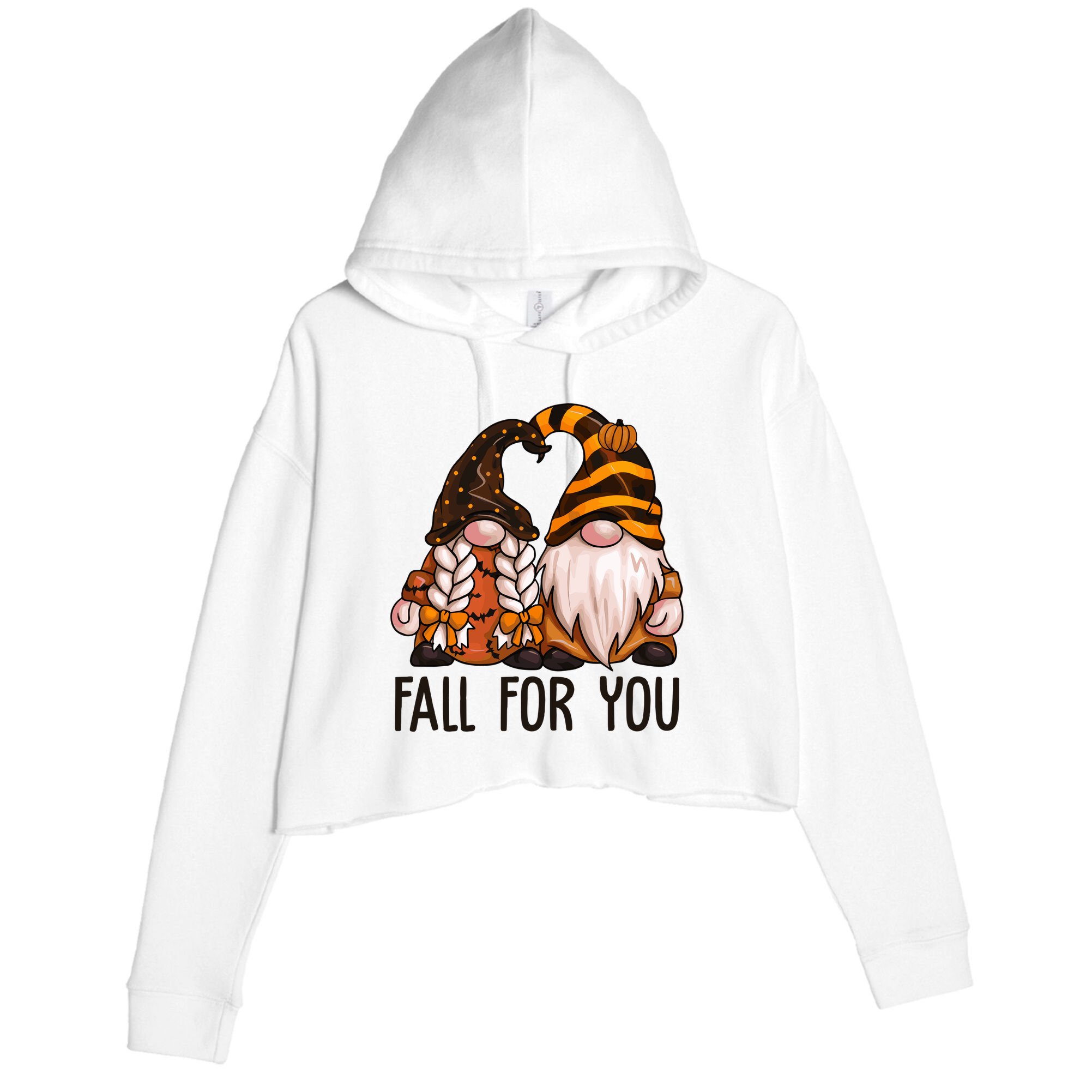 Fall For You Gnome Cute Crop Fleece Hoodie