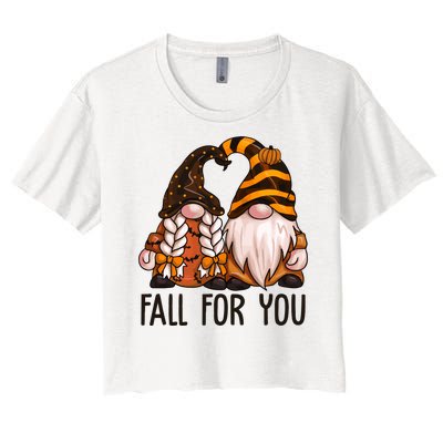 Fall For You Gnome Cute Women's Crop Top Tee