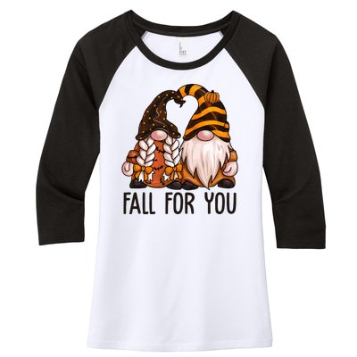 Fall For You Gnome Cute Women's Tri-Blend 3/4-Sleeve Raglan Shirt