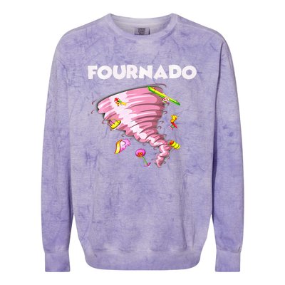 Fournado Four Year Old 4th Birthday Tornado Colorblast Crewneck Sweatshirt