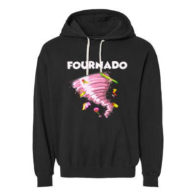 Fournado Four Year Old 4th Birthday Tornado Garment-Dyed Fleece Hoodie