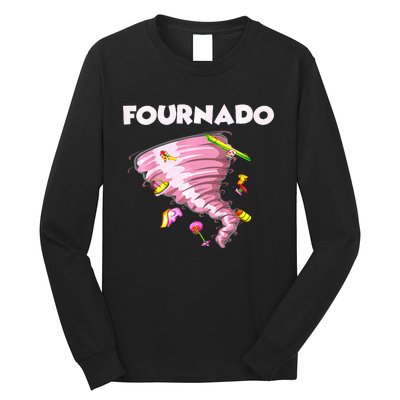 Fournado Four Year Old 4th Birthday Tornado Long Sleeve Shirt