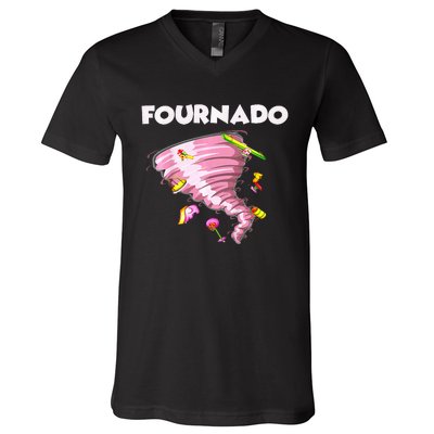 Fournado Four Year Old 4th Birthday Tornado V-Neck T-Shirt