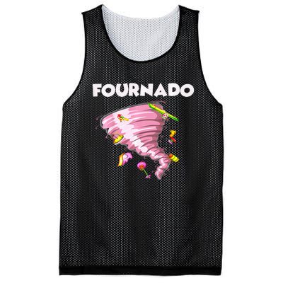 Fournado Four Year Old 4th Birthday Tornado Mesh Reversible Basketball Jersey Tank