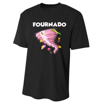 Fournado Four Year Old 4th Birthday Tornado Performance Sprint T-Shirt