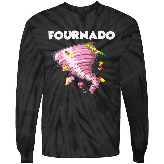 Fournado Four Year Old 4th Birthday Tornado Tie-Dye Long Sleeve Shirt