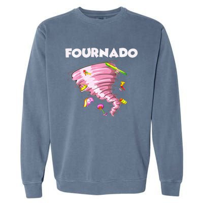 Fournado Four Year Old 4th Birthday Tornado Garment-Dyed Sweatshirt