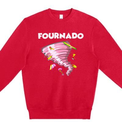 Fournado Four Year Old 4th Birthday Tornado Premium Crewneck Sweatshirt