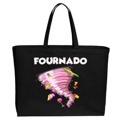 Fournado Four Year Old 4th Birthday Tornado Cotton Canvas Jumbo Tote