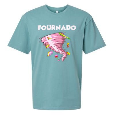 Fournado Four Year Old 4th Birthday Tornado Sueded Cloud Jersey T-Shirt