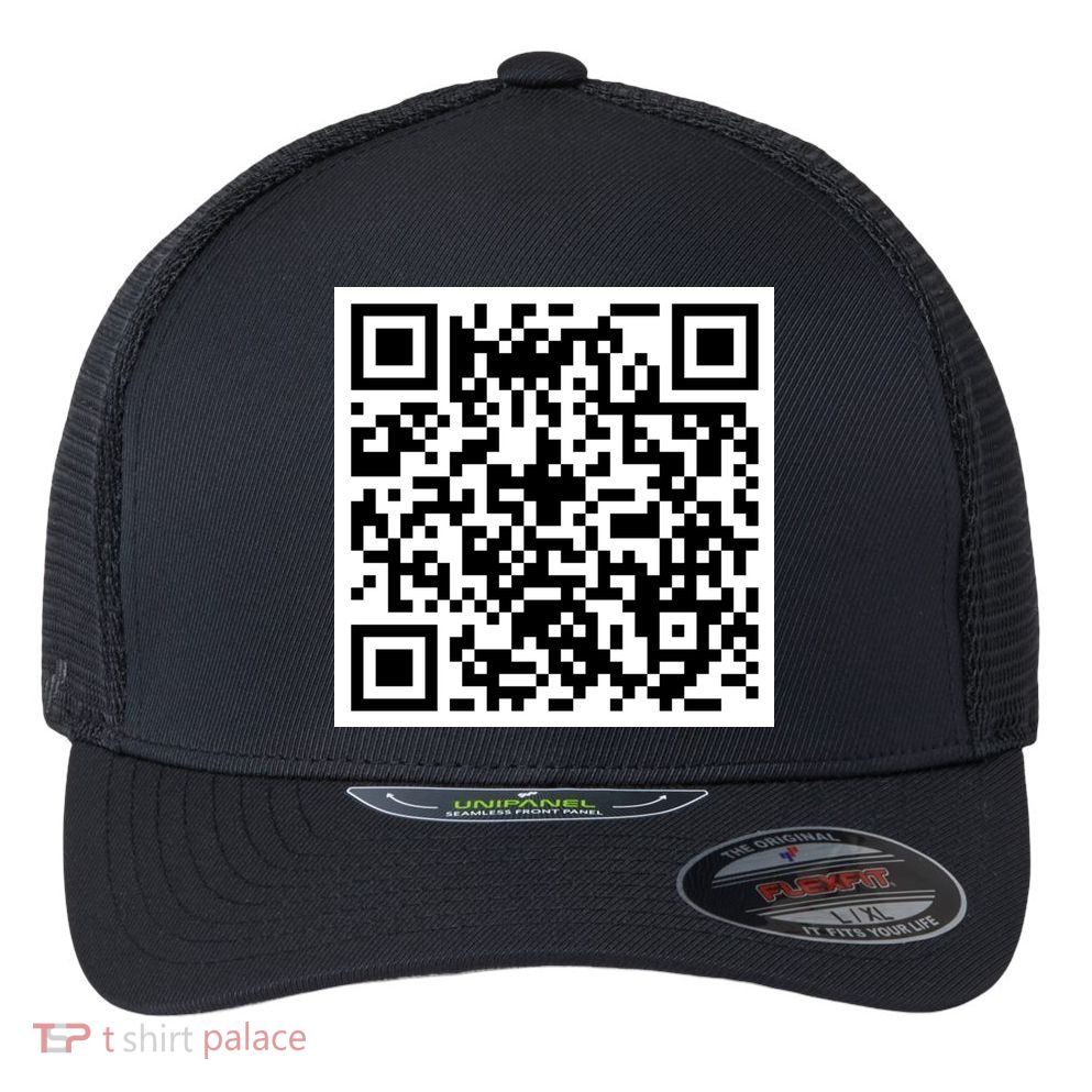 Funny F You Qr Code Design Flexfit Unipanel Trucker Cap