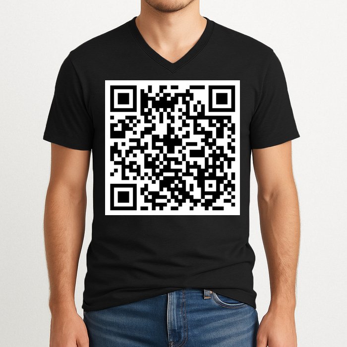 Funny F You Qr Code Design V-Neck T-Shirt