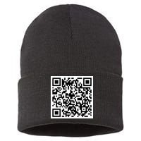 Funny F You Qr Code Design Sustainable Knit Beanie