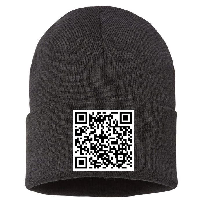 Funny F You Qr Code Design Sustainable Knit Beanie