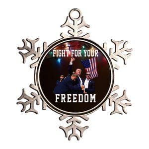 Fight For Your Liberty Freedom 2024 Trump Support Patriotic Metallic Star Ornament