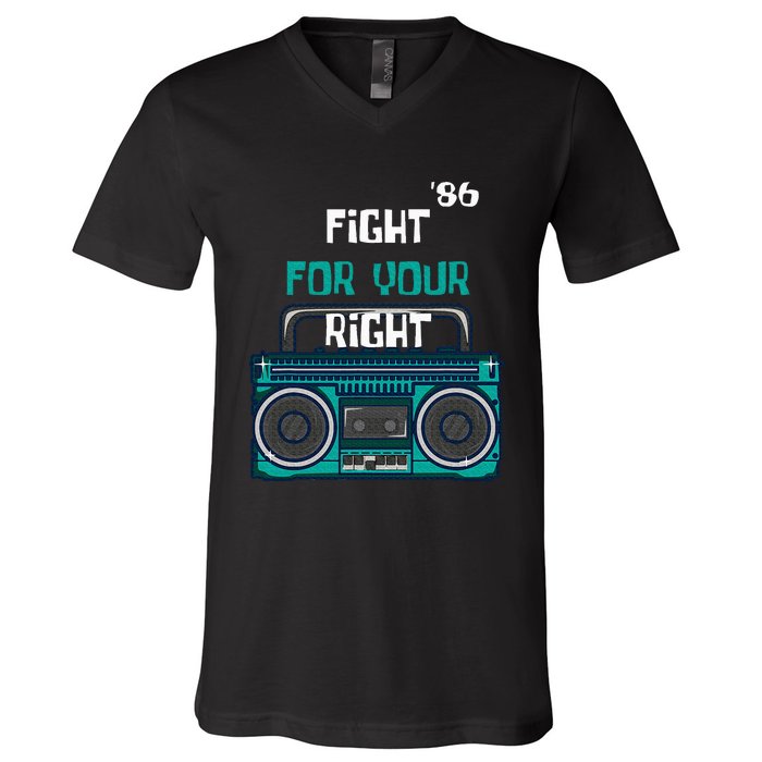 Fight For Your Right Ghetto Blaster Pop Band Musician Fan V-Neck T-Shirt