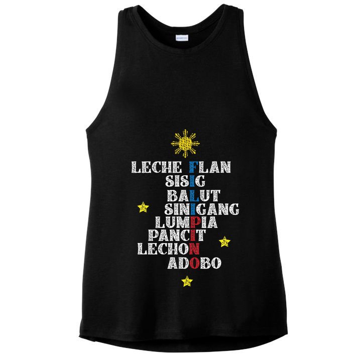 Fun Festive Yummy Filipino Traditional Food Ladies PosiCharge Tri-Blend Wicking Tank