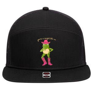 Funny Frog You're A Cowgirl Like Me 7 Panel Mesh Trucker Snapback Hat