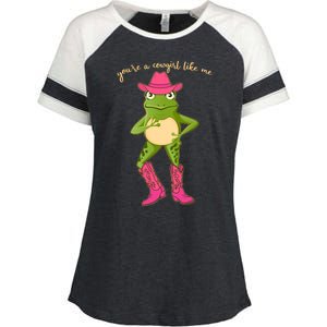 Funny Frog You're A Cowgirl Like Me Enza Ladies Jersey Colorblock Tee