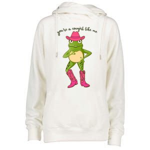 Funny Frog You're A Cowgirl Like Me Womens Funnel Neck Pullover Hood